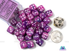 Festive Violet/White 12mm Dice